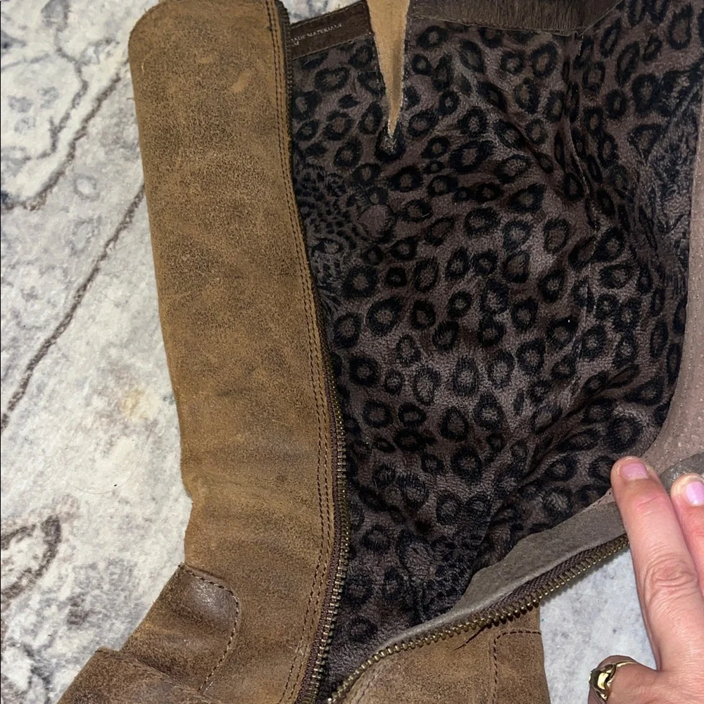 Suede leather mid calf riding boots Born Shaylee - Picture 3 of 10